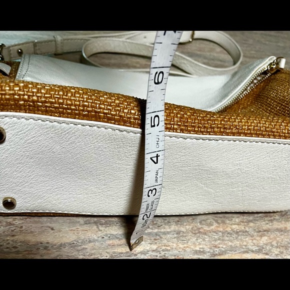 Kate Spade ♠️ white leather and burlap shoulder bag - Picture 13 of 16
